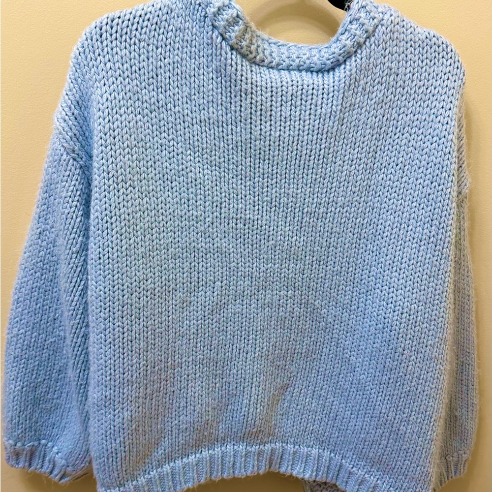 Altar'd State Light Blue Daisy-Appliqué Open-Front Cardigan - Picture 6 of 9